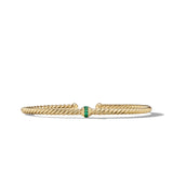 Classic Cablespira® Station Bracelet in 18K Yellow Gold with Pavé Emeralds, 3mm