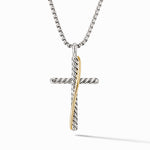 Crossover Cross Necklace in Sterling Silver with 18K Yellow Gold, 35.6mm