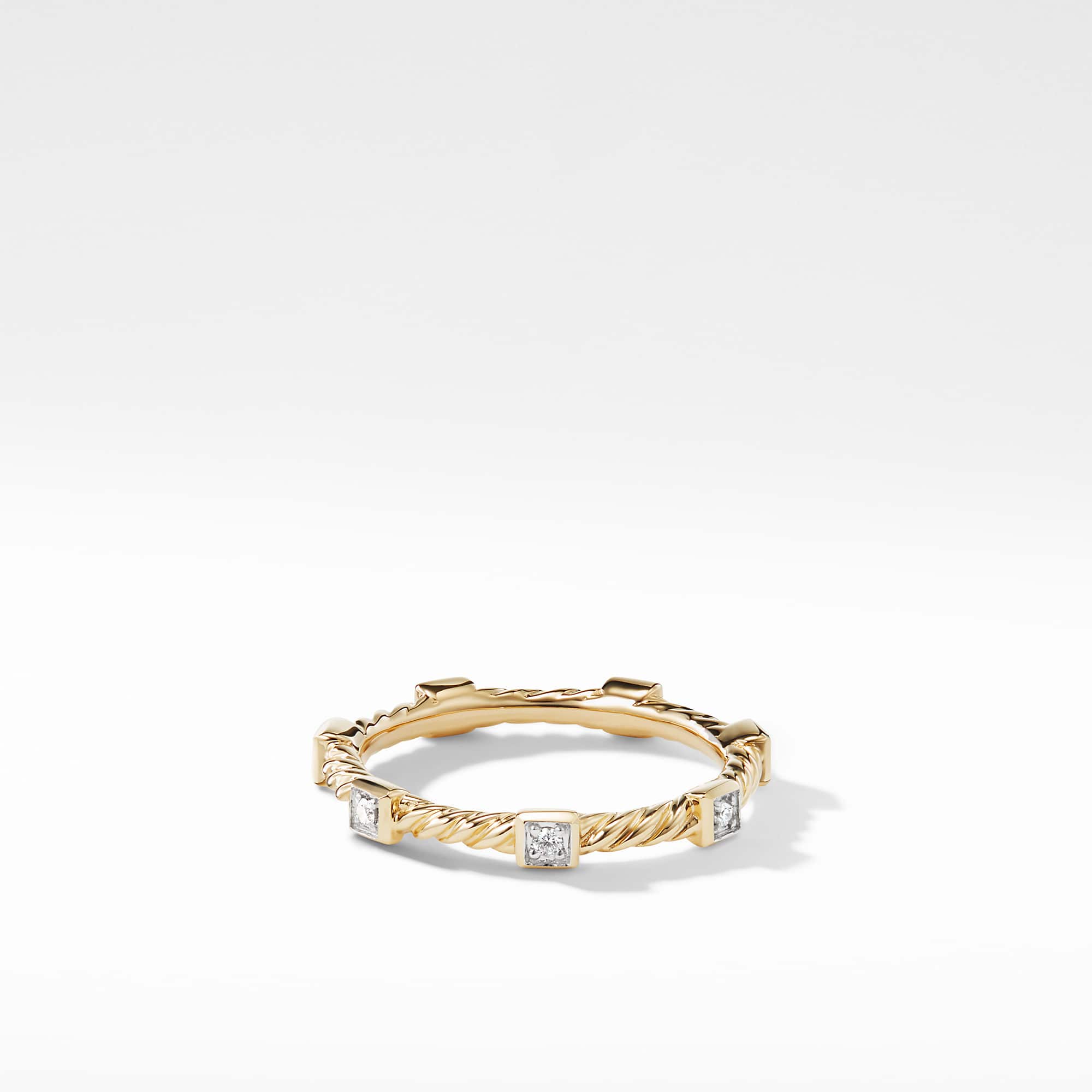Cable Collectibles® Stations Stack Ring in 18K Yellow Gold with Diamonds, 2mm