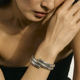 Dot Silver Double Coil Bracelet