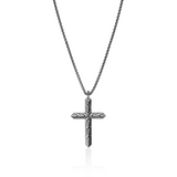Icon 50 Silver with Black Rhodium Cross Pendant Necklace