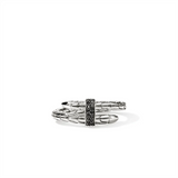 Sterling Silver Spear Single Wrap Ring with Treated Black Sapphire