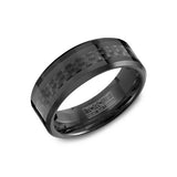 CrownRing Men’s 8mm Black Ceramic Wedding Band with Fiber Inlay – High Polish