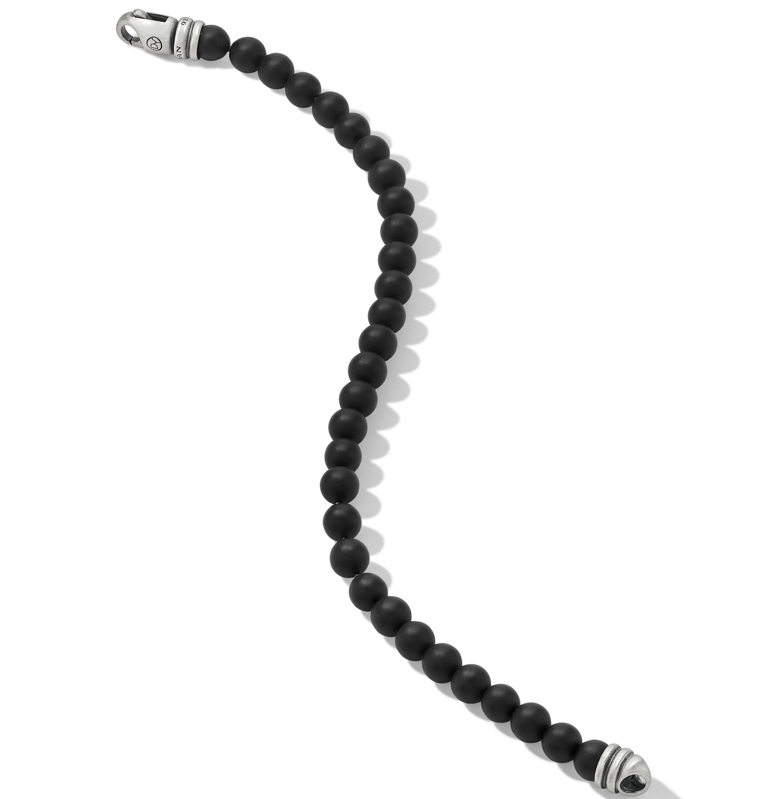 Spiritual Beads Bracelet in Sterling Silver with Black Onyx, 6mm
