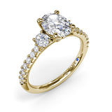 18K Yellow Gold Dynamic Trio Diamond Semi-Mount Engagement Ring