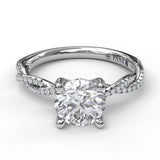 18K White Gold Petite Diamond Twist Semi-Mount Engagement Ring