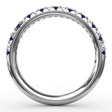 18K White Gold Delicate Sapphire and Diamond Shared-Prong Anniversary Band