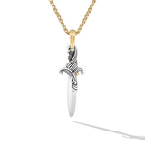 Waves Dagger Amulet in Sterling Silver with 18K Yellow Gold, 31mm