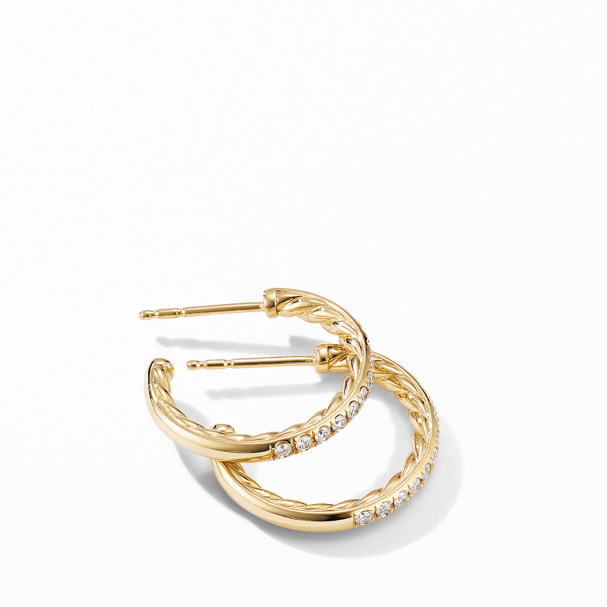 Pavé Hoop Earrings in 18K Yellow Gold with Diamonds, 19mm