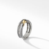 X Crossover Band Ring in Sterling Silver with 18K Yellow Gold, 6mm