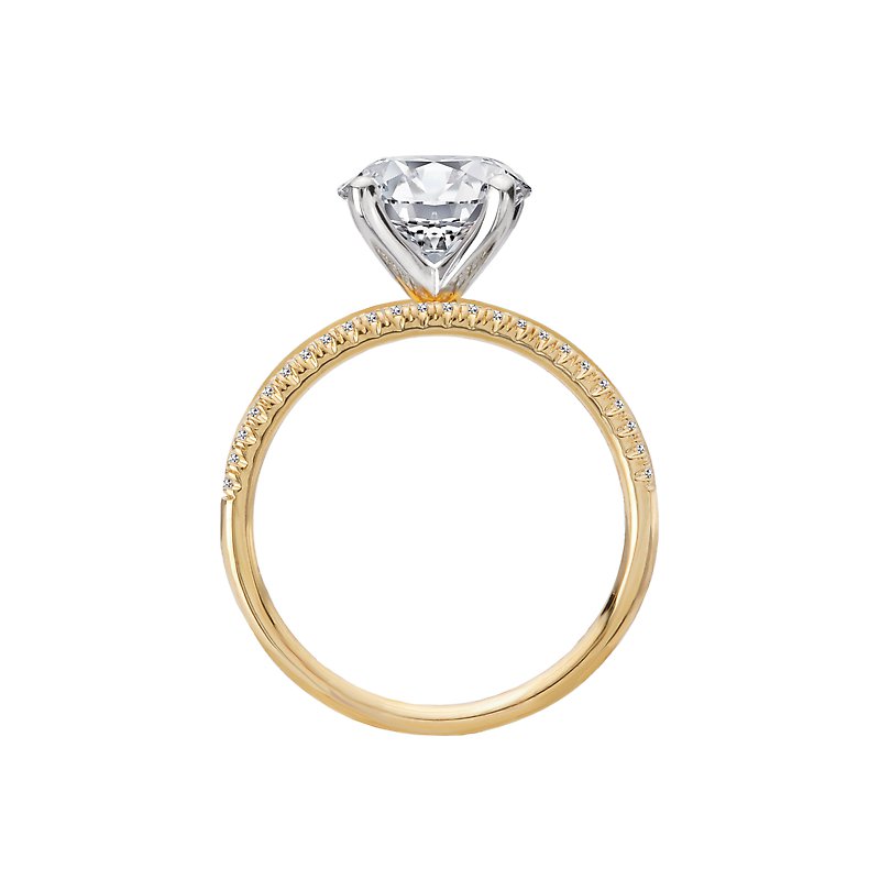 14K Yellow Gold Split Shank Semi-Mount Diamond Engagement Ring