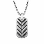 Chevron Tag in Sterling Silver with Meteorite, 35mm