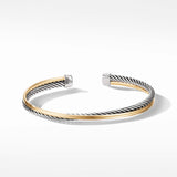 Crossover Bracelet in Sterling Silver with 18K Yellow Gold, 3mm