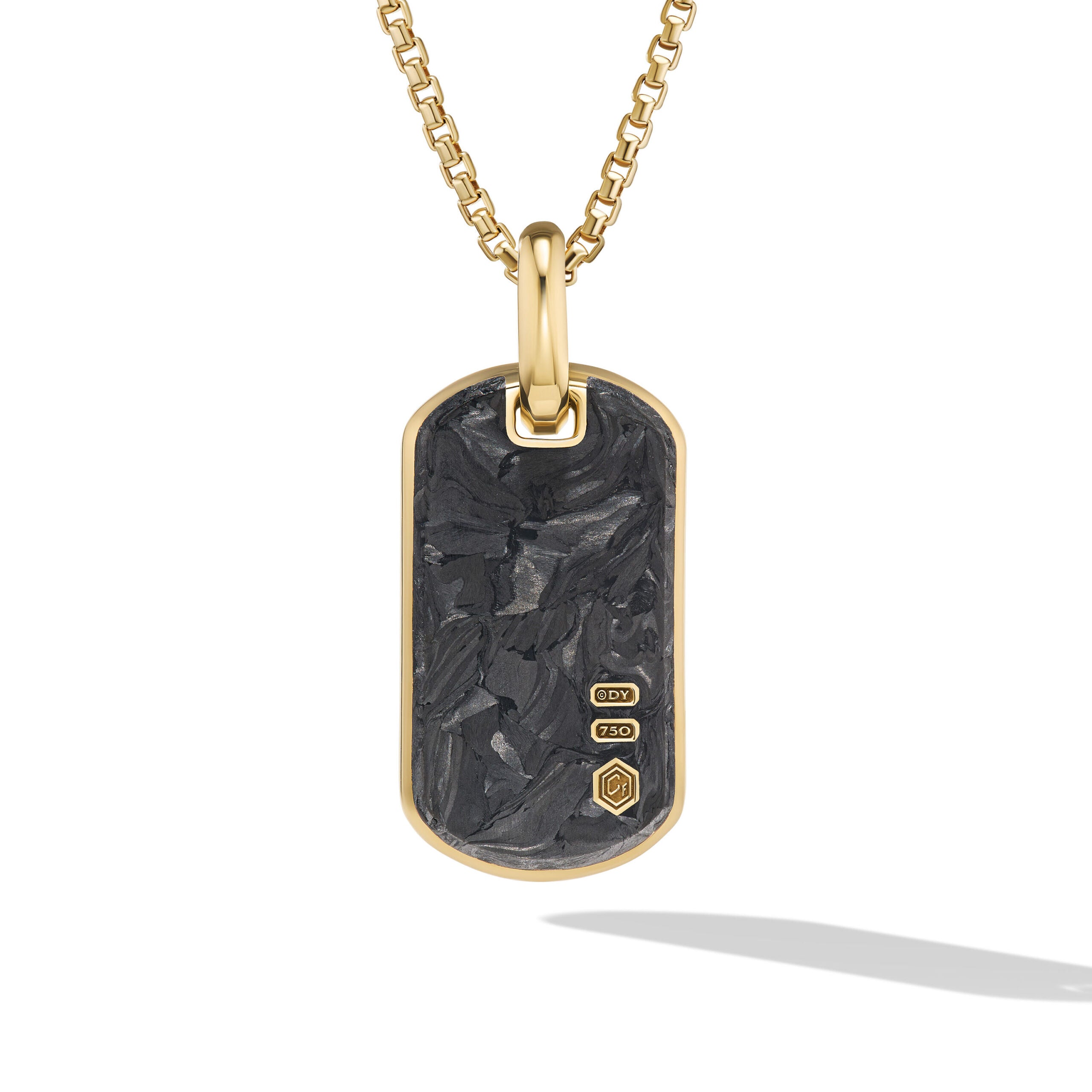 Forged Carbon Tag in 18K Yellow Gold, 34.5mm