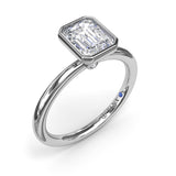 18K White Gold Modern Solitaire Diamond Semi-Mount Engagement Ring