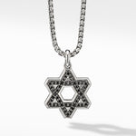 Streamline® Star of David Pendant in Sterling Silver with Black Diamonds, 25mm