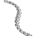 Torqued Faceted Link Bracelet in Sterling Silver with Diamonds, 11.6mm