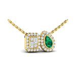 Adella Diamond & Emerald Toi et Moi Pendant Necklace in 18K Yellow Gold