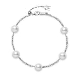 Akoya Cultured Pearl Station Bracelet in 18K White Gold