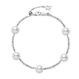 Akoya Cultured Pearl Station Bracelet in 18K White Gold
