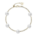 Akoya Cultured Pearl Station Bracelet in 18K Yellow Gold