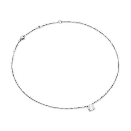 Pearl Classics Necklace in Sterling Silver with Diamonds, 6.5mm