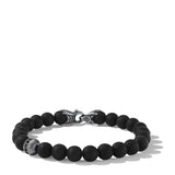 Spiritual Beads Bracelet in Sterling Silver with Black Onyx and Pavé Black Diamond Accent, 8mm