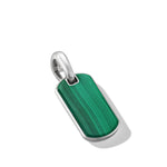 Chevron Tag in Sterling Silver with Malachite, 21mm