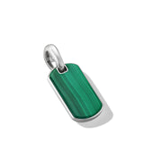 Chevron Tag in Sterling Silver with Malachite, 21mm