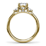 18K Yellow Gold Brilliant Cut Three Stone Semi-Mount Engagement Ring