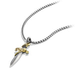 Waves Dagger Amulet in Sterling Silver with 18K Yellow Gold, 43.8mm