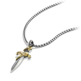 Waves Dagger Amulet in Sterling Silver with 18K Yellow Gold, 43.8mm