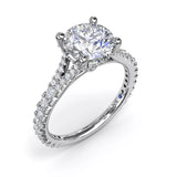 18K White Gold Split Shank Diamond Semi-Mount Engagement Ring