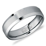 Men’s 6mm Grey Tungsten Carbide Wedding Band – Brushed Center with Polished Edges