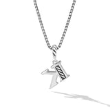 Pavé Initial Pendant Necklace in Sterling Silver with Diamond K