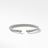 Cable Kids® Bracelet in Sterling Silver with 14K Yellow Gold and Emeralds, 4mm