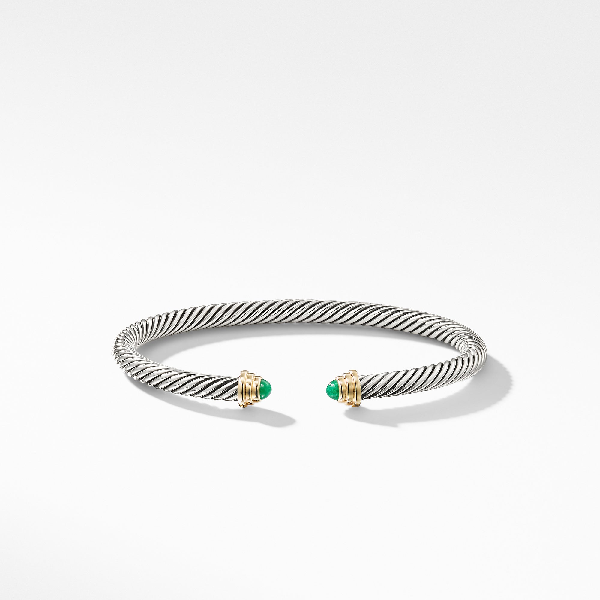 Cable Kids® Bracelet in Sterling Silver with 14K Yellow Gold and Emeralds, 4mm