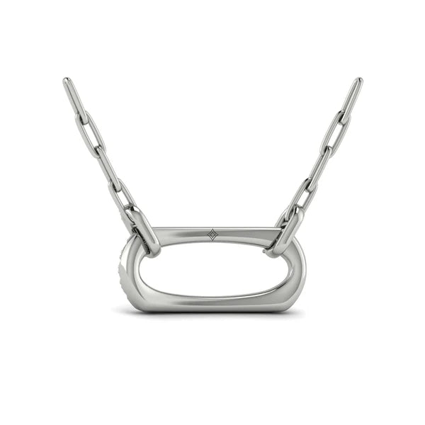 Reina Diamond East-West Open Oval Link Pendant Necklace in 18K White Gold