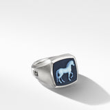 Petrvs® Horse Signet Ring in Sterling Silver with Banded Agate, 18.3mm