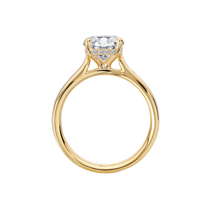 14K Yellow Gold Diamond Hidden Halo Semi-Mount Engagement Ring