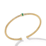 Classic Cablespira® Station Bracelet in 18K Yellow Gold with Pavé Emeralds, 3mm