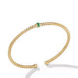 Classic Cablespira® Station Bracelet in 18K Yellow Gold with Pavé Emeralds, 3mm