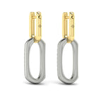 Reina Diamond North South Open Oval Link Earrings in 18K Two-Tone Gold