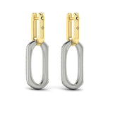 Reina Diamond North South Open Oval Link Earrings in 18K Two-Tone Gold