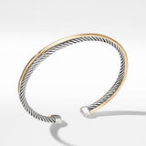 Crossover Bracelet in Sterling Silver with 18K Yellow Gold, 3mm