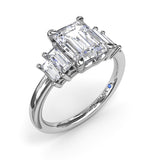 18K White Gold Bold and Beautiful Five Stone Semi-Mount Engagement Ring