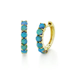 Ethiopian Opal Huggie Earrings in 18K Yellow Gold