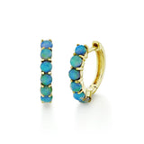 Ethiopian Opal Huggie Earrings in 18K Yellow Gold