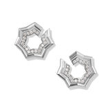 Zig Zag Stax Two Row Hoop Earrings in Sterling Silver with Diamonds, 27mm