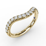 18K Yellow Gold French Pavé Contour Diamond Wedding Band